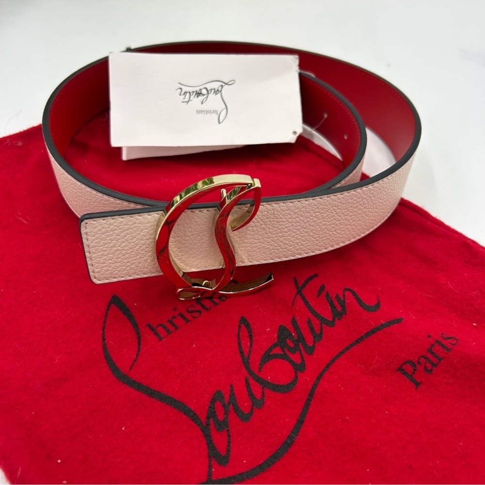 Women’s Christian Louboutin CL logo grain leather belt size 70 cm/28 inch NWT